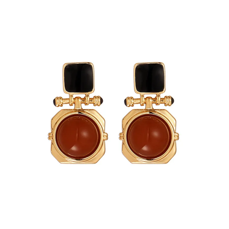 Vintage Red Onyx Inlay Earrings