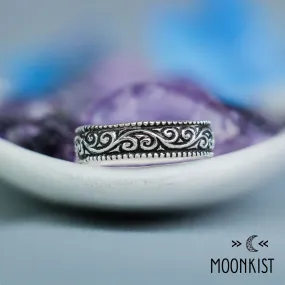 Vintage Style Silver Swirl Milgrain Wedding Band | Moonkist Designs