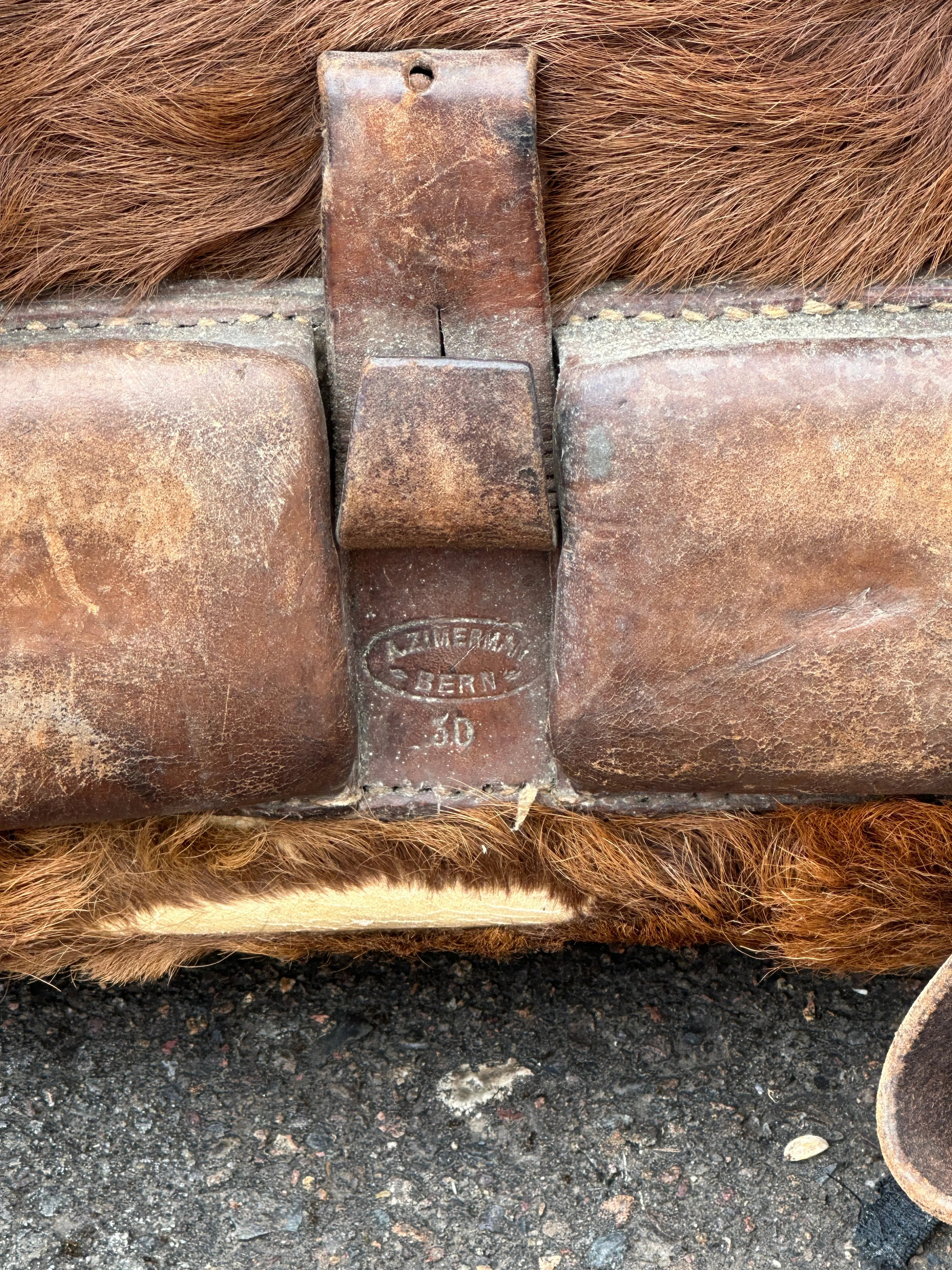 Vintage Swiss Cowhide Backpack