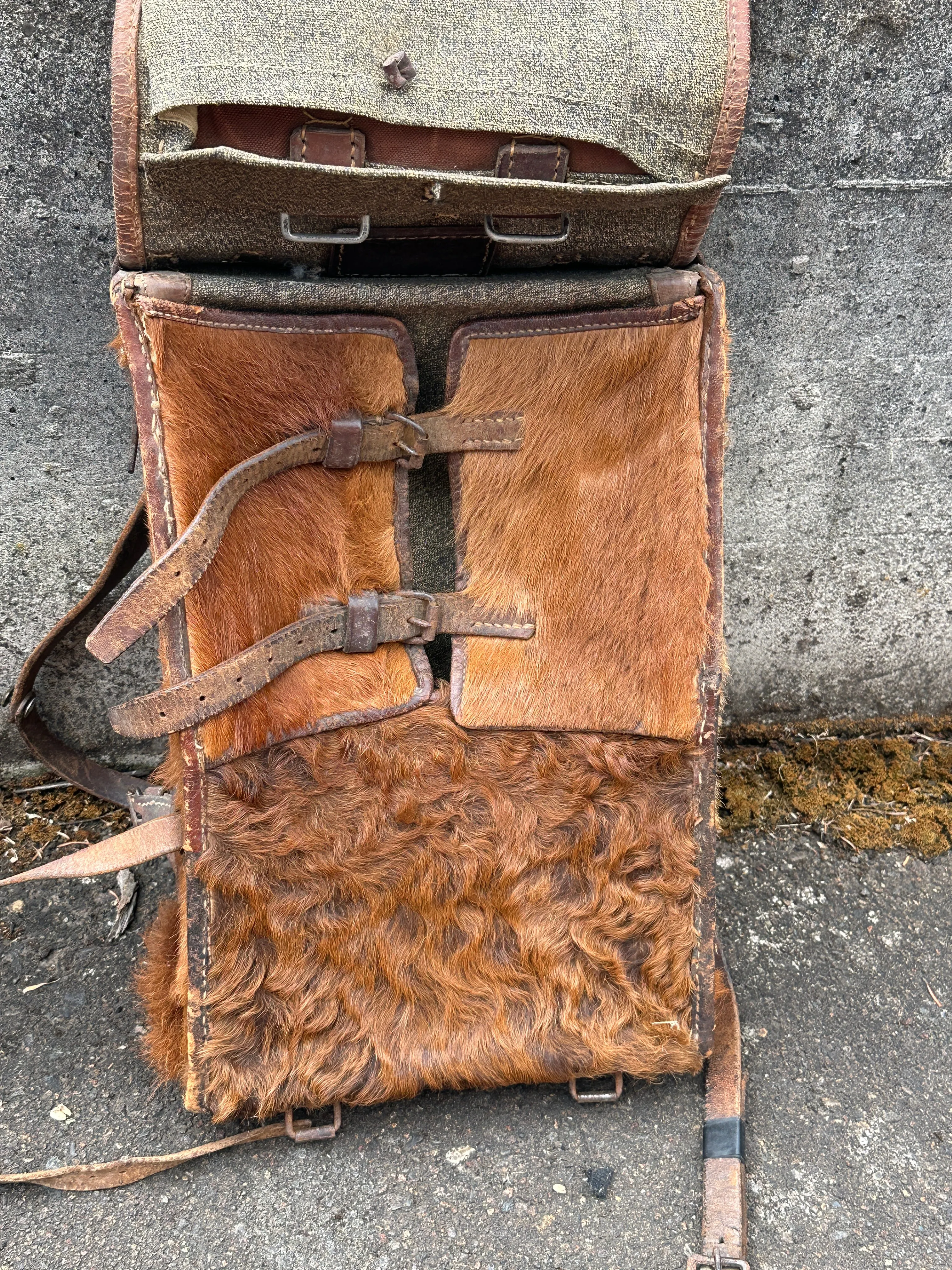 Vintage Swiss Cowhide Backpack