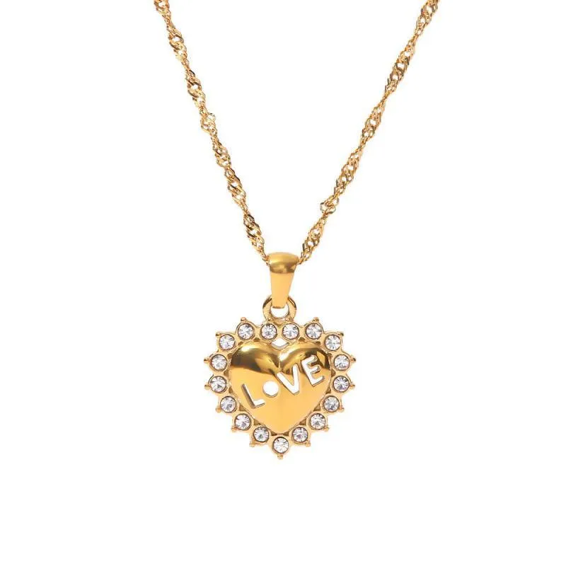 Women's Gold-plated LOVE Heart Pendant Necklace